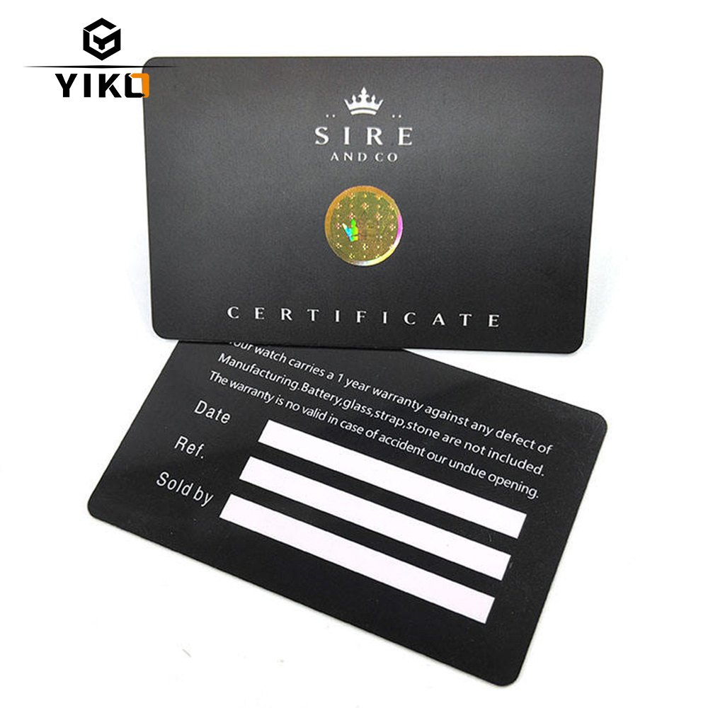 Custom watch authenticity and warranty card printing