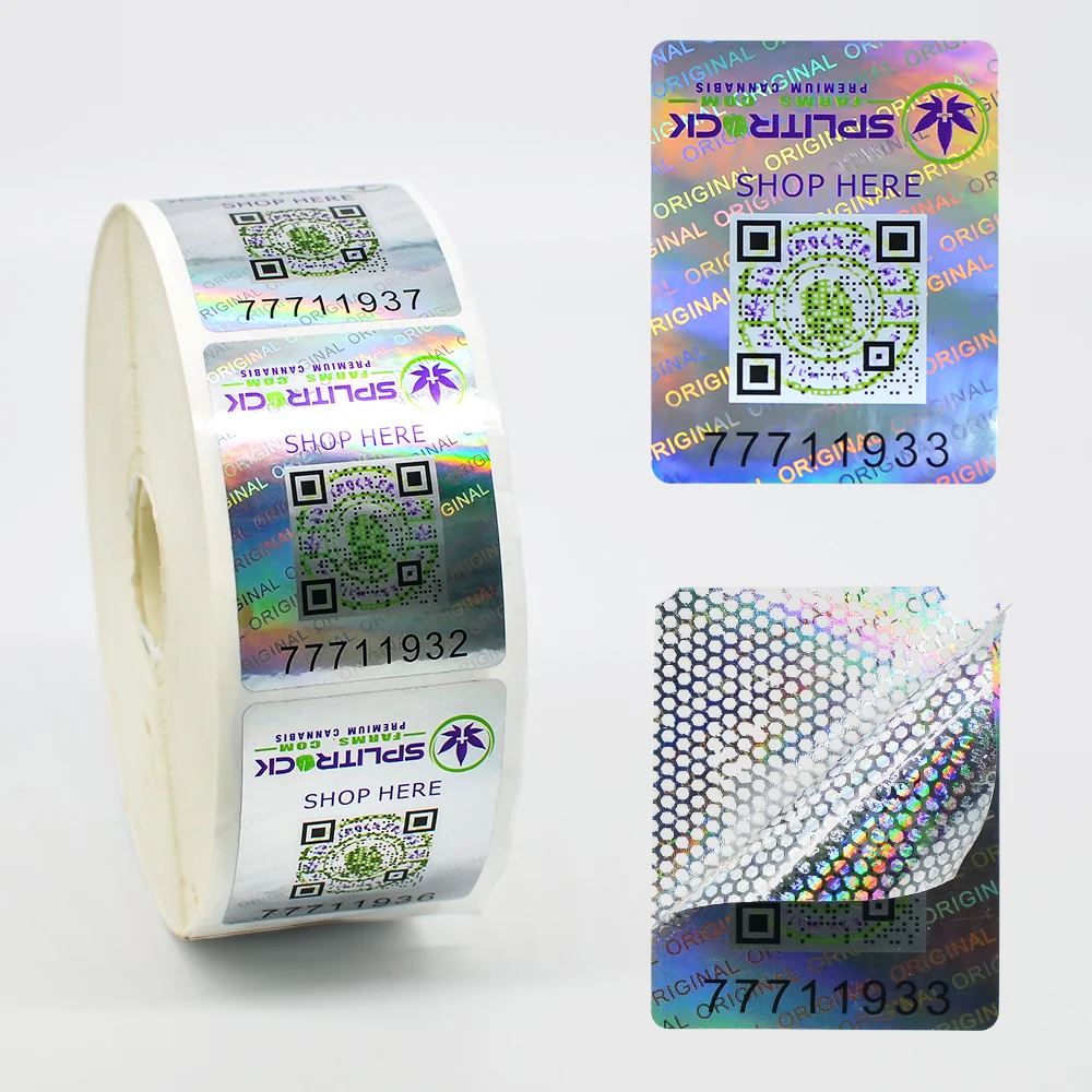 Holographic labels on a roll and a peeled sample